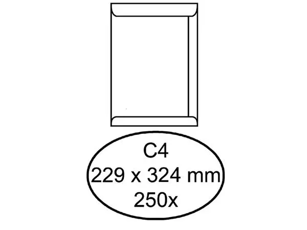 Een Envelop Quantore akte C4 229x324mm wit 250stuks koop je bij Kantoorvakhandel van der Heijde