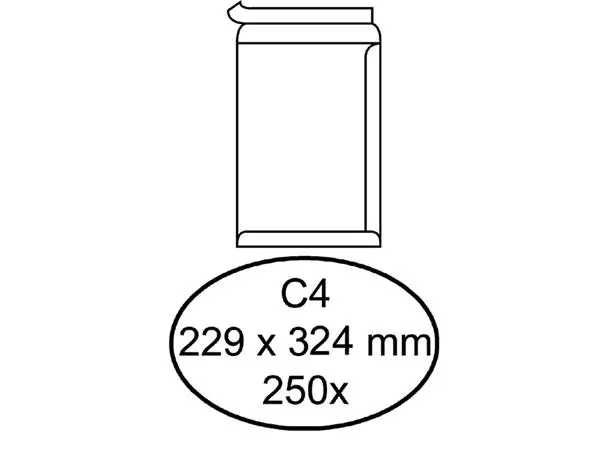 Een Envelop Quantore akte C4 229x324mm zelfklevend wit 250 stuks koop je bij NiceSupplies.nl