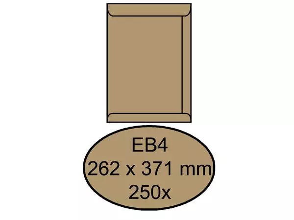 Een Envelop Quantore akte EB4 262x371mm bruinkraft 250 stuks koop je bij Buro De Peuter