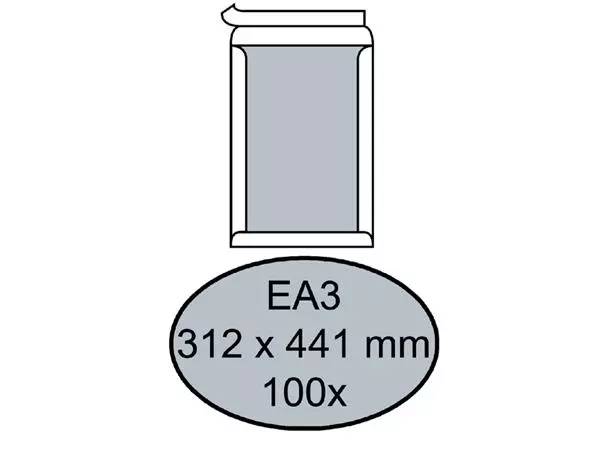 Een Envelop Quantore bordrug EA3 312x441mm zelfklevend wit 100 stuks koop je bij Buro De Peuter