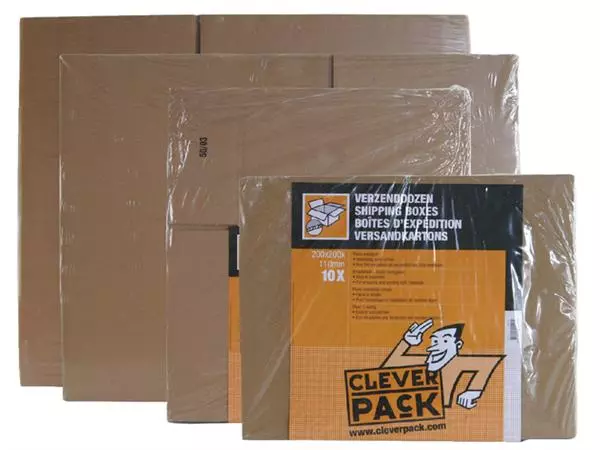 Een Verzenddoos CleverPack enkelgolf 200x200x110mm bruin pak à 10 stuks koop je bij NiceSupplies.nl