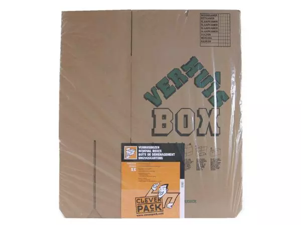 Een Verhuisdoos CleverPack bedrukt 480x320x360mm pak à 5 stuks koop je bij Van Leeuwen Boeken- en kantoorartikelen