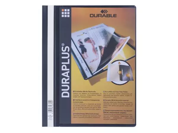 Een Snelhechtmap Durable Duraplus A4 zwart koop je bij Buro De Peuter