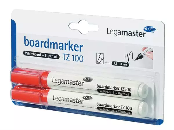 Een Viltstift Legamaster TZ 100 whiteboard rond 1.5-3mm rood blister à 2 stuks koop je bij NiceSupplies.nl