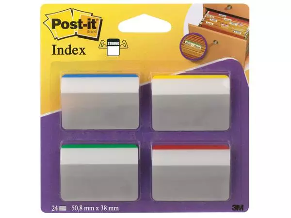 Een Indextabs Post-it 686A1 38x50.8mm strong gebogen assorti 24 tabs koop je bij Buro De Peuter