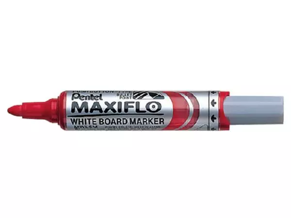 Een Viltstift Pentel MWL5M Maxiflo whiteboard rond 3mm rood koop je bij NiceSupplies.nl