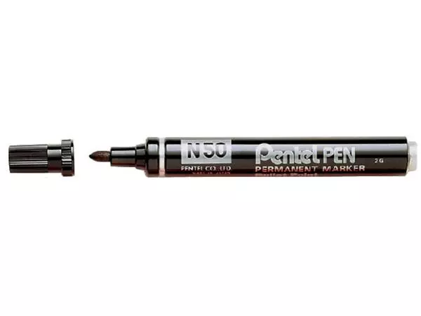 Een Viltstift Pentel N50 rond 1.5-3mm zwart koop je bij Goedkope Kantoorbenodigdheden