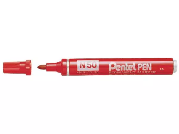 Een Viltstift Pentel N50 rond 1.5-3mm rood koop je bij Totaal Kantoor Goeree
