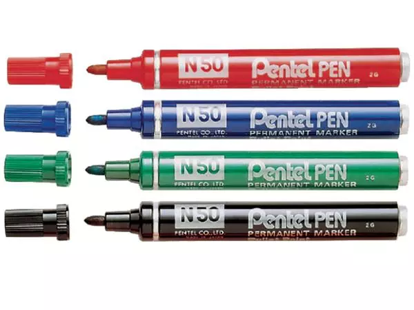 Een Viltstift Pentel N50 rond 1.5-3mm rood koop je bij Kantoorvakhandel van der Heijde