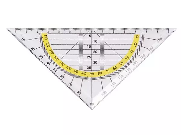 Een Geodriehoek Quantore 140mm transparant koop je bij Kantoorvakhandel van der Heijde