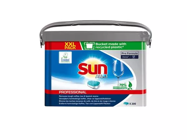 Een Vaatwastabletten Sun Professional Pro Formula All-in-one XXL 200 stuks koop je bij Goedkope Kantoorbenodigdheden