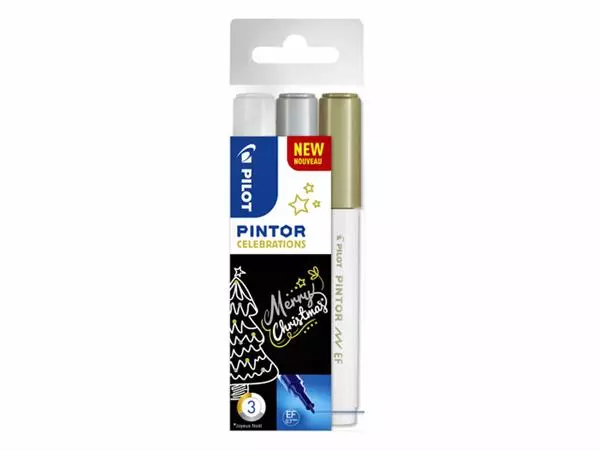 Een Verfstift Pilot Pintor celebrations extra fijn assorti etui à 3 stuks koop je bij NiceSupplies.nl