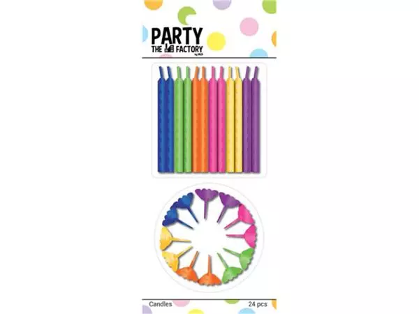 Een Bougies anniversaire couleur assorti 24 pièces koop je bij QuickOffice BV