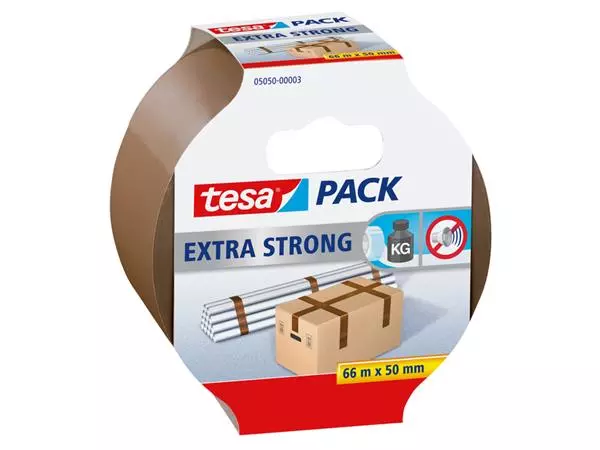 Een Verpakkingstape tesapack® Extra Strong 66mx50mm bruin koop je bij Van Leeuwen Boeken- en kantoorartikelen
