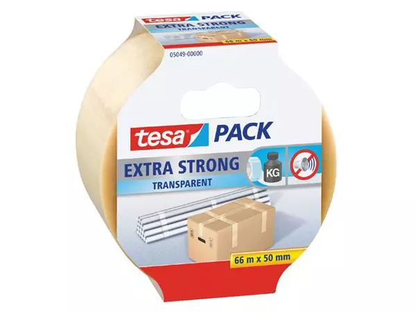 Een Verpakkingstape tesapack® Extra Strong 66mx50mm pvc transparant koop je bij KantoorProfi België BV