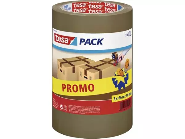 Een Verpakkingstape tesapack® 66mx50mm bruin promopack koop je bij Van Leeuwen Boeken- en kantoorartikelen