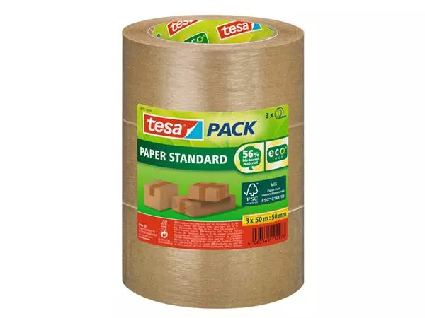 Een Verpakkingstape tesapack® Papier Standard ecoLogo 50mx50mm bruin bundel koop je bij KantoorProfi België BV