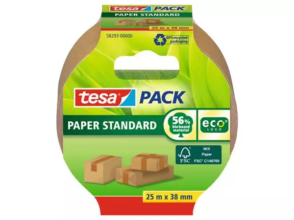 Een Verpakkingstape tesapack® Papier Standard ecoLogo 25mx38mm bruin koop je bij Van Leeuwen Boeken- en kantoorartikelen