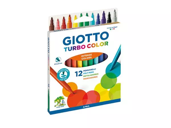 Een Viltstift Giotto Turbo Color assorti 12 stuks koop je bij Totaal Kantoor Goeree