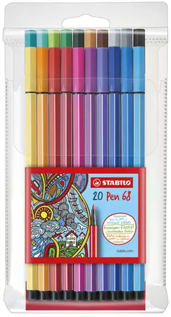 Een Viltstift STABILO Pen 68/20 medium assorti etui à 20 stuks koop je bij KantoorProfi België BV