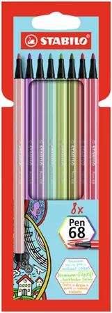 Viltstift STABILO Pen 68/8 medium assorti etui à 8 stuks