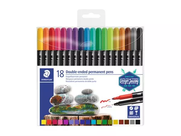 Een Viltstift Staedtler Design Journey permanent dubbele punt assorti koop je bij Tonerinktshop