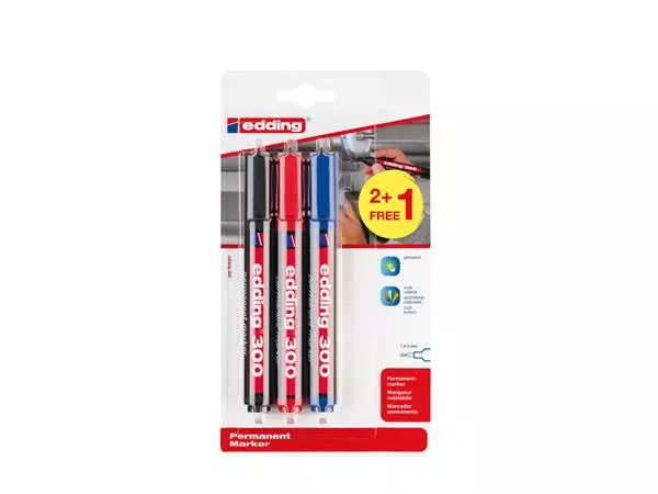 Viltstift edding 300 rond 1.5-3mm assorti blister à 2+1 gratis