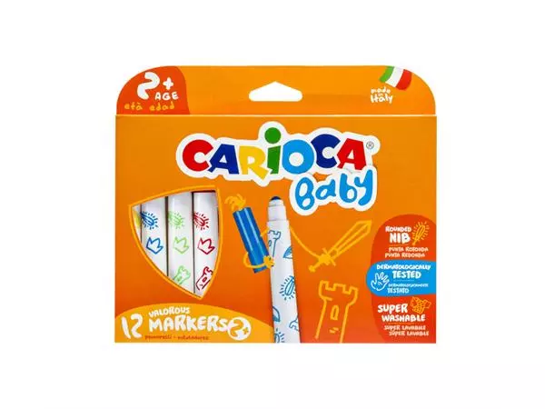Een Viltstiften Carioca Baby set à 12 kleuren koop je bij Van Leeuwen Boeken- en kantoorartikelen