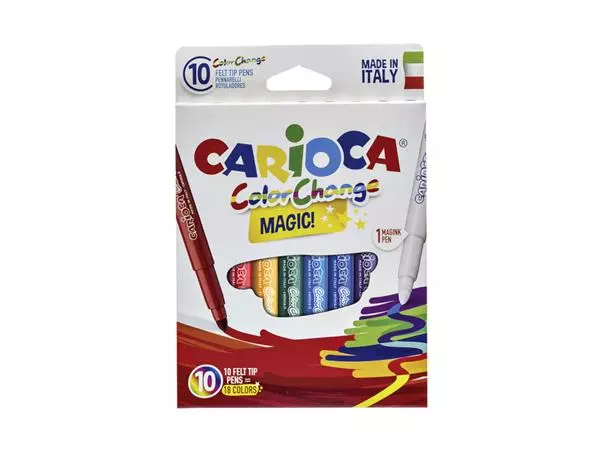 Een Viltstiften Carioca Magic set à 10 stuks assorti koop je bij Van Leeuwen Boeken- en kantoorartikelen