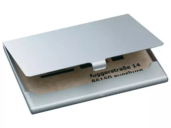 Een Visitekaarthouder Sigel VZ135 voor 15 kaarten 91x58mm graveerbaar aluminium mat zilver koop je bij MV Kantoortechniek B.V.