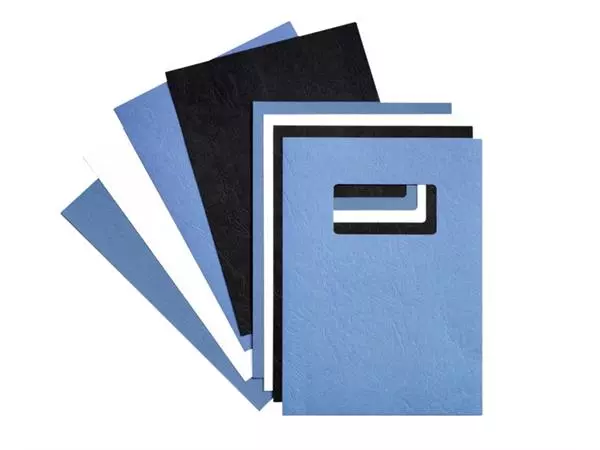 Een Voorblad GBC A4 lederlook met venster blauw 50stuks koop je bij Goedkope Kantoorbenodigdheden