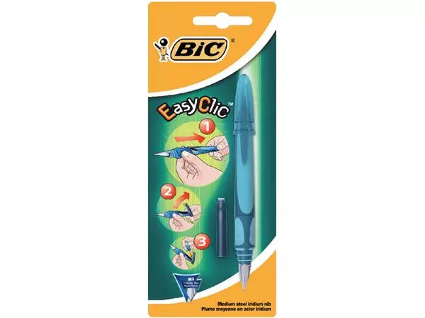 Een Vulpen Bic EasyClic medium blister à 1 stuk koop je bij Van Leeuwen Boeken- en kantoorartikelen