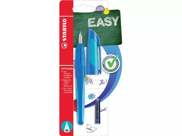 Een Vulpen STABILO Easybuddy rechtshandig medium donkerblauw/lichtblauw blister à 1 stuk koop je bij L&N Partners voor Partners B.V.