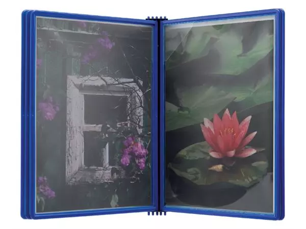 Een Wandelement Flex-O-Frame met 5 tassen blauw koop je bij EconOffice