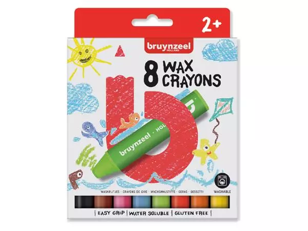 Een Waskrijt Bruynzeel Kids set à 8 stuks assorti koop je bij QuickOffice BV