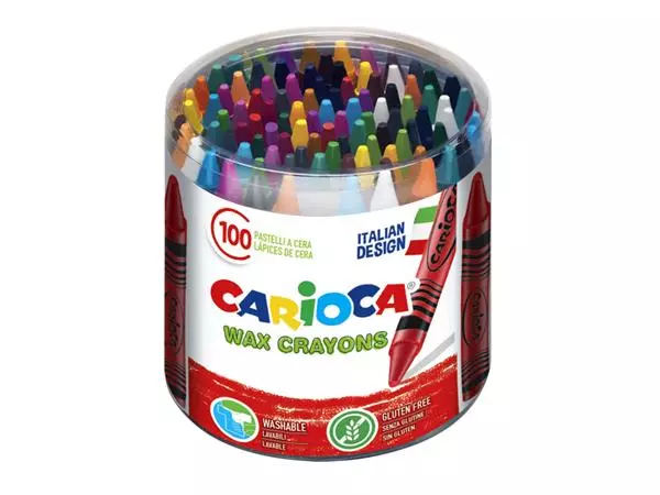 Een Waskrijt Carioca Maxi pot á 100 stuks assorti koop je bij EconOffice