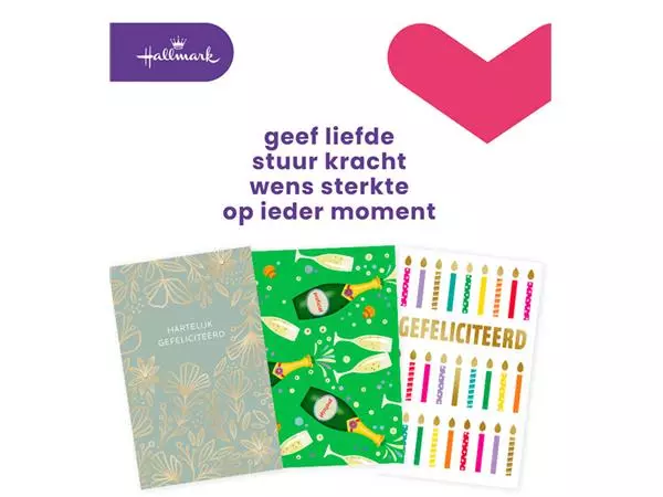 Een Wenskaart Hallmark navulset felicitatie 6 kaarten koop je bij Van Leeuwen Boeken- en kantoorartikelen