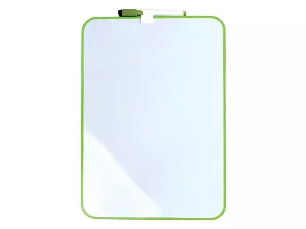 Een Whiteboard Desq 24x34cm + marker groen profiel koop je bij Totaal Kantoor Goeree