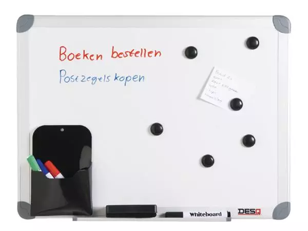 Een Whiteboard Desq 60x90cm in kunststof draagtas koop je bij Van Leeuwen Boeken- en kantoorartikelen