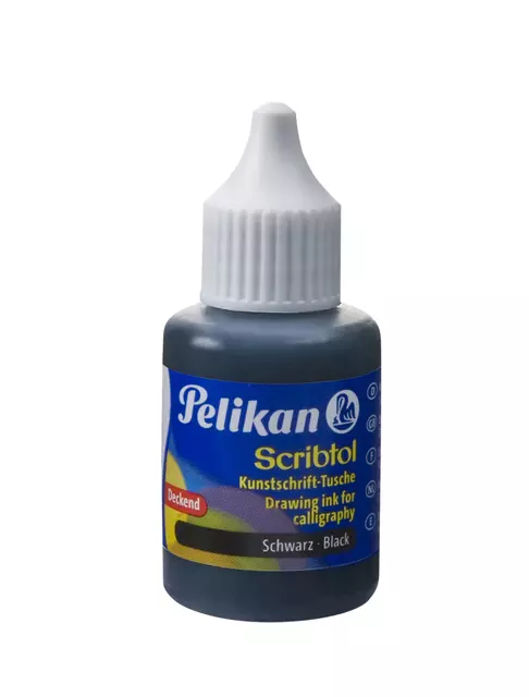 Een Oostindische inkt Pelikan flacon 30ml zwart koop je bij Totaal Kantoor Goeree