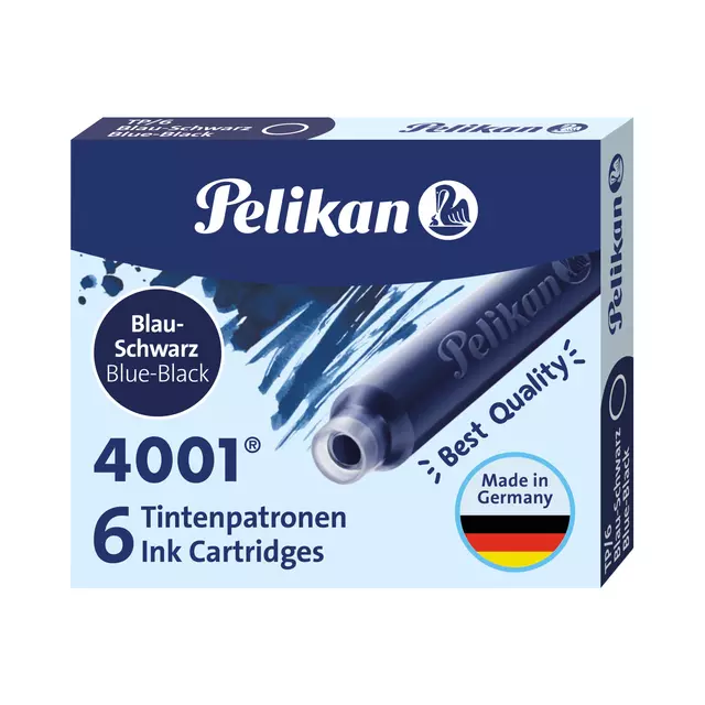Een Inktpatroon Pelikan 4001 blauw/zwart koop je bij Goedkope Kantoorbenodigdheden