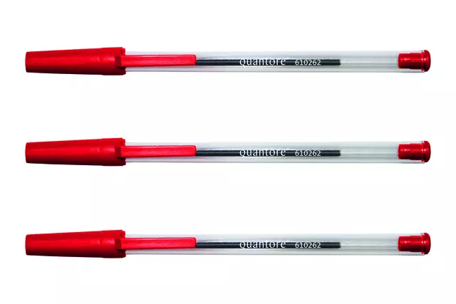 Een Balpen Quantore Stick rood medium koop je bij Van Leeuwen Boeken- en kantoorartikelen