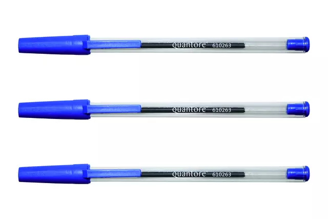 Een Balpen Quantore Stick blauw medium koop je bij Van Leeuwen Boeken- en kantoorartikelen