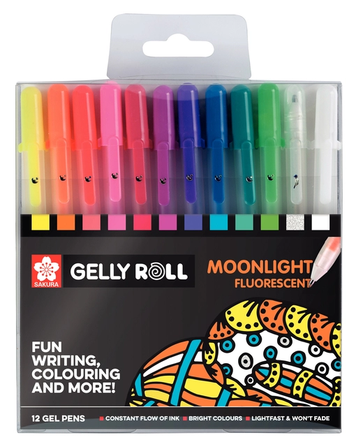 Een Gelschrijver Sakura Gelly Roll Moonlight fluorescent set à 12 kleuren koop je bij EconOffice