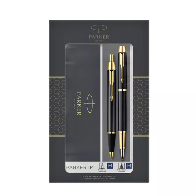 Een Stylo bille et stylo plume Parker IM Black GT Medium koop je bij Van Hoye Kantoor BV