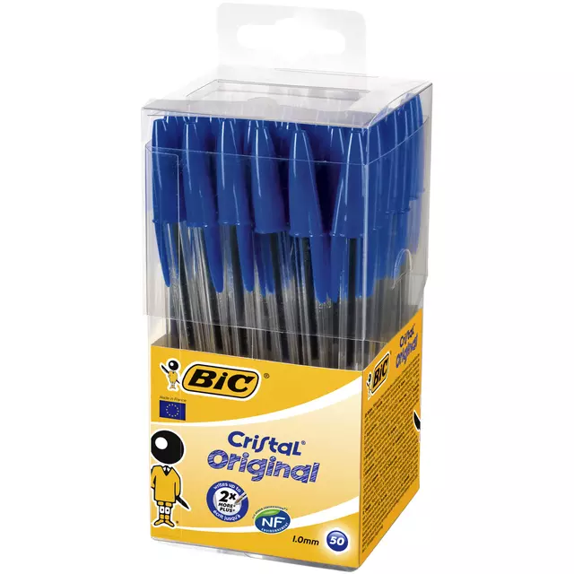 Een Balpen Bic Cristal medium blauw in tubo verpakking koop je bij EconOffice