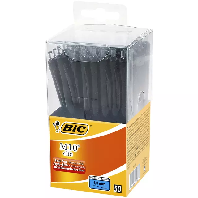 Een Balpen Bic M10 medium zwart in tubo verpakking koop je bij EconOffice