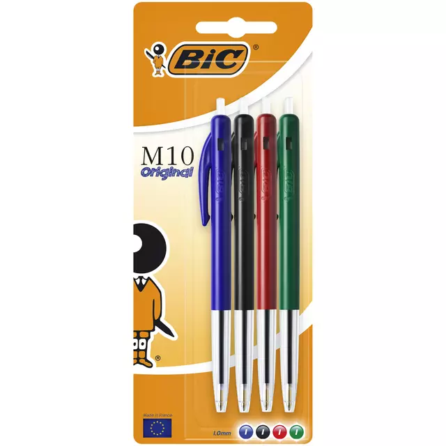 Buy your Balpen Bic M10 medium assorti blister à 4 stuks at QuickOffice BV