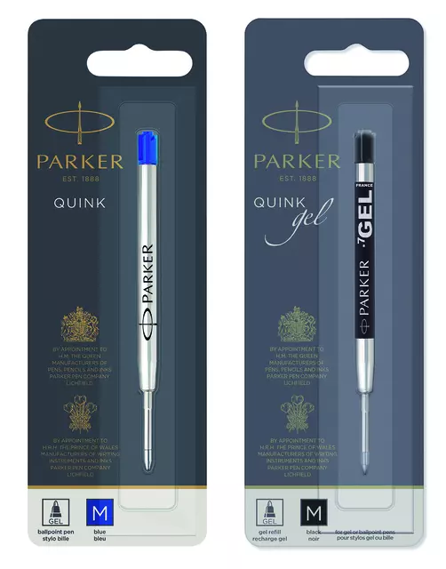 Een Gelschrijvervulling Parker Quink medium blauw blister à 1 stuk koop je bij KantoorProfi België BV