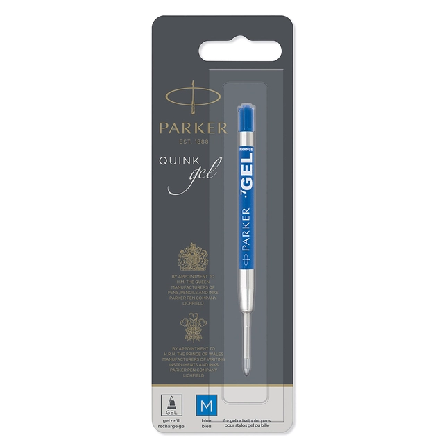 Een Recharge stylo gel Parker Quink Medium bleu blister 1 pièce koop je bij QuickOffice BV